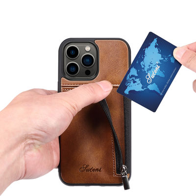 Oryginalne skórzane etui na telefon Luksusowe etui na portfel do iPhone'a Nowoczesne