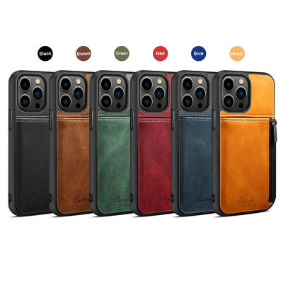 Oryginalne skórzane etui na telefon Luksusowe etui na portfel do iPhone'a Nowoczesne