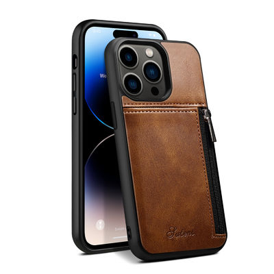 Oryginalne skórzane etui na telefon Luksusowe etui na portfel do iPhone'a Nowoczesne