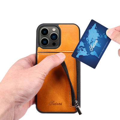 Oryginalne skórzane etui na telefon Luksusowe etui na portfel do iPhone'a Nowoczesne