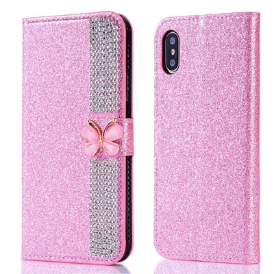 Flash Powder Electroplated Diamond Inlay Phone Case dla iPhone'a Xr Xs 11 12 13 14 Pro Max Cell Cover