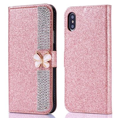 Flash Powder Electroplated Diamond Inlay Phone Case dla iPhone'a Xr Xs 11 12 13 14 Pro Max Cell Cover