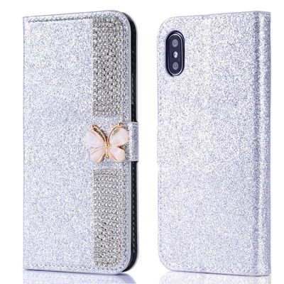 Flash Powder Electroplated Diamond Inlay Phone Case dla iPhone'a Xr Xs 11 12 13 14 Pro Max Cell Cover