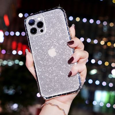 Luxury Glitter Bling Diamond Transparent Soft Phone Case dla iPhone'a 14 13 12 Pro Max 11 XS XR 8 Plus